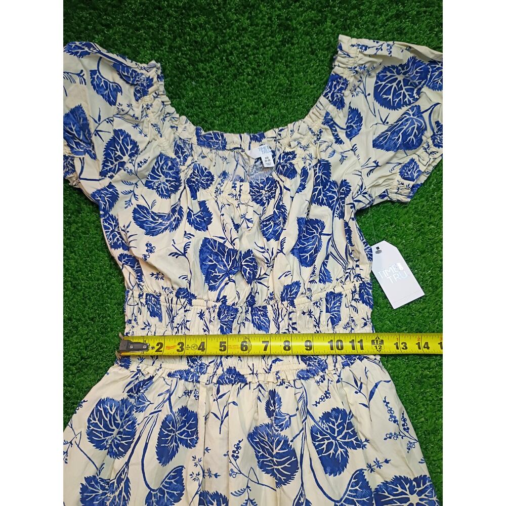 Time and Tru Floral Peasant Mini Dress - XS NWT - Picture 4 of 7
